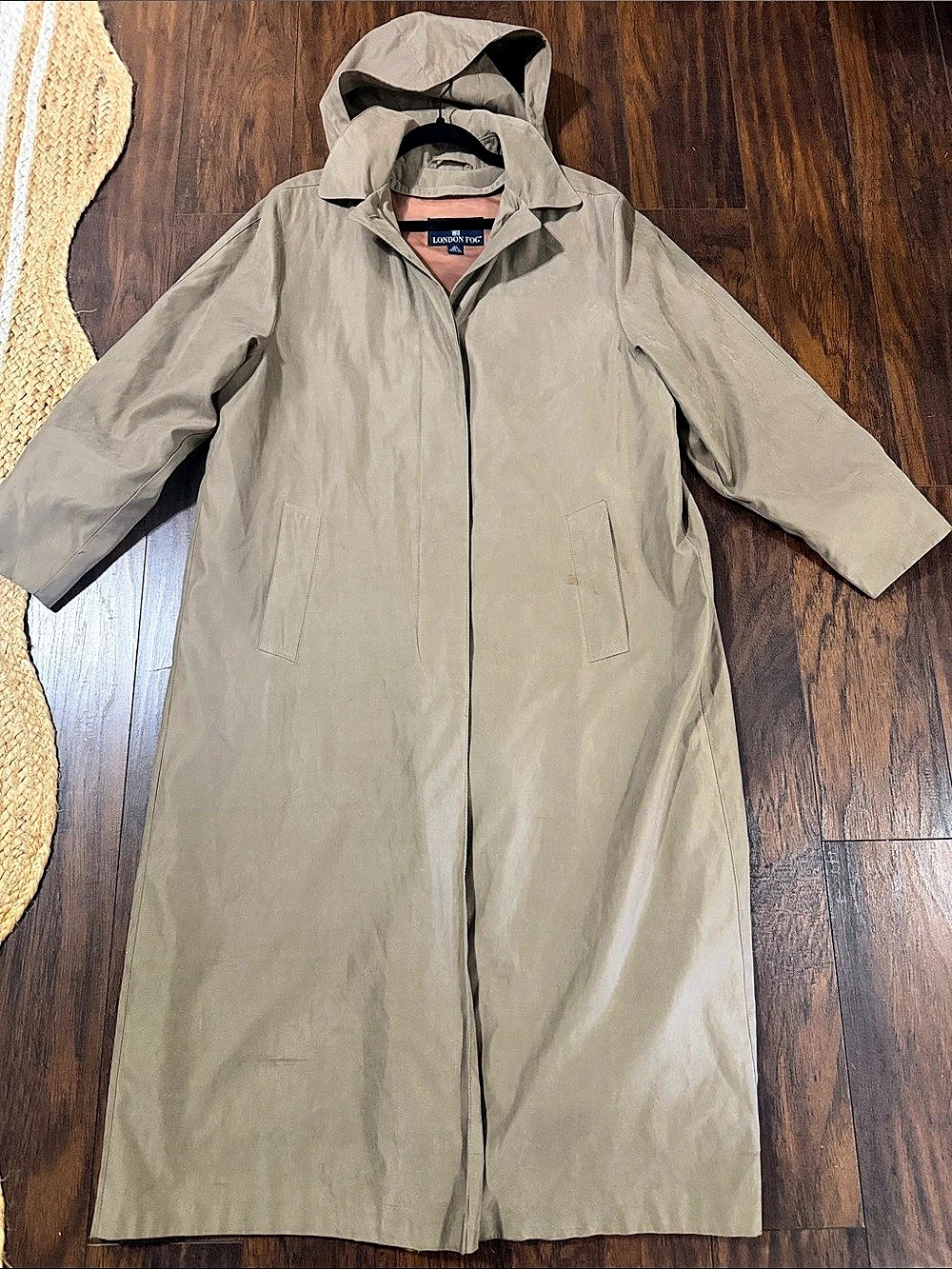 London Fog Hooded Trench Coat in Brown Size 10 Like New